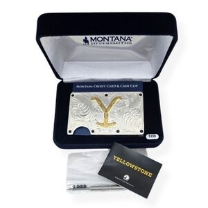 Montana Silversmiths Fine Silver Yellowstone Card/Cash Wallet New Retail $130
